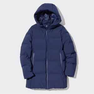 ‼️Uniqlo Seamless Blue Mid Length Puffer Down Jacket Coat